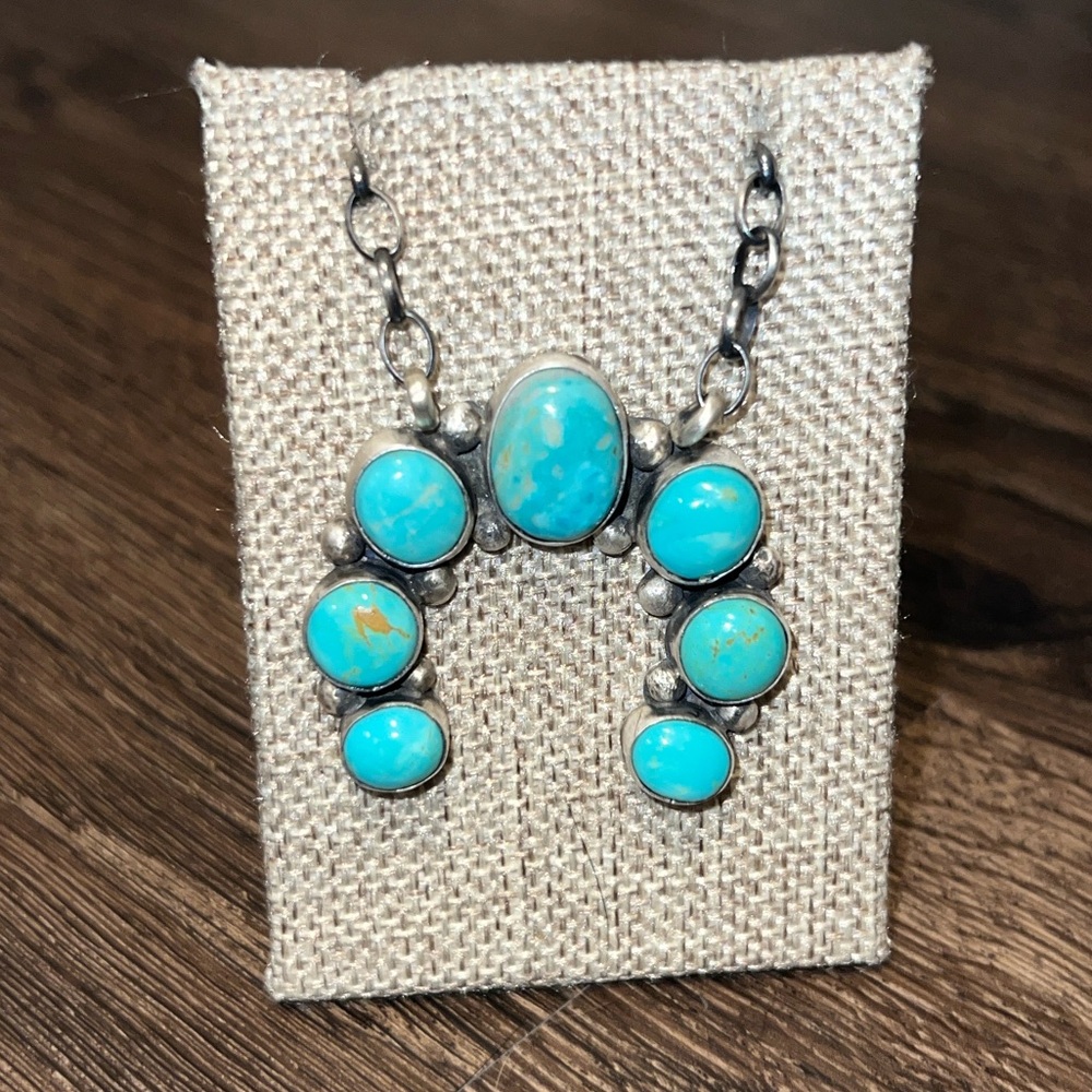 18” Kingman Turquoise Naja necklace by Augustine Largo